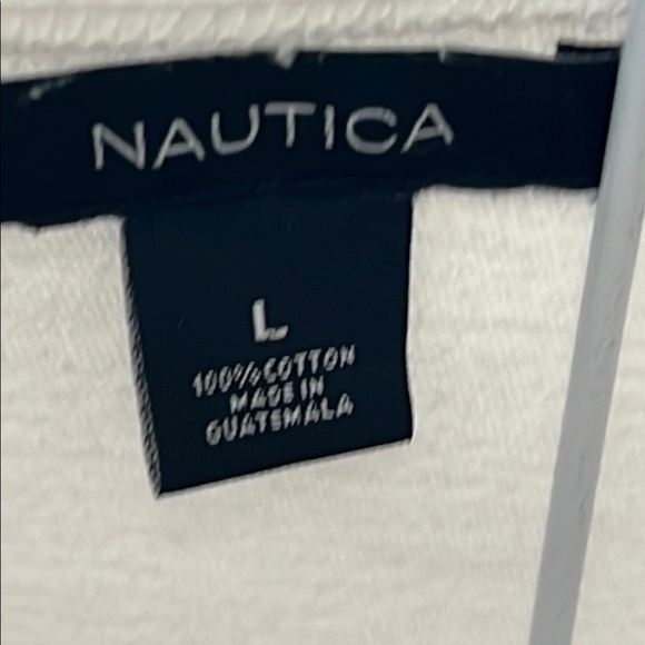 Nautica White and Blue Striped Boxy Long Sleeve 3/4 Length Top Tee - Picture 3 of 10